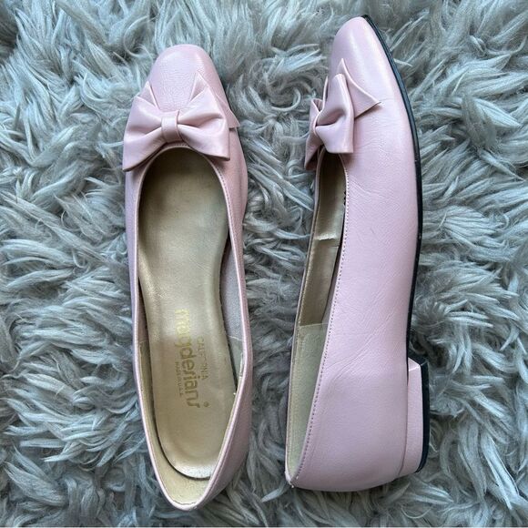 Magdesians vintage coquette pink bow leather ballet flats women’s shoe size 10 - Picture 1 of 10